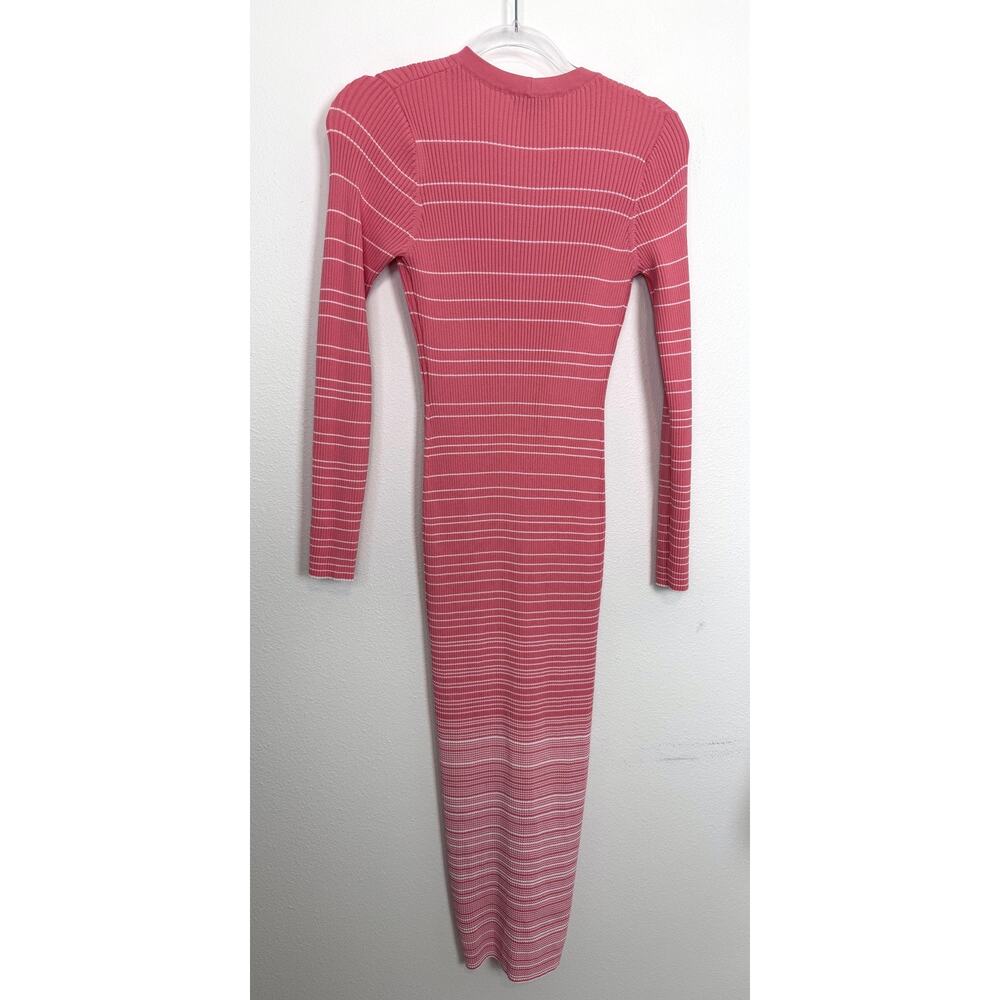 STAUD Shoko Sweater Dress Womens Medium Pink Striped Midi Ombre - Picture 5 of 12